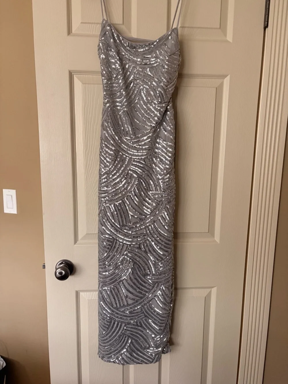 Dynamite Silver Sequin Slip Midi Dress - Picture 5 of 5